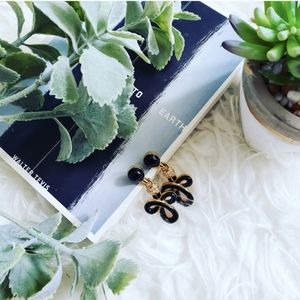 Swarovski black bow gold plated earrings